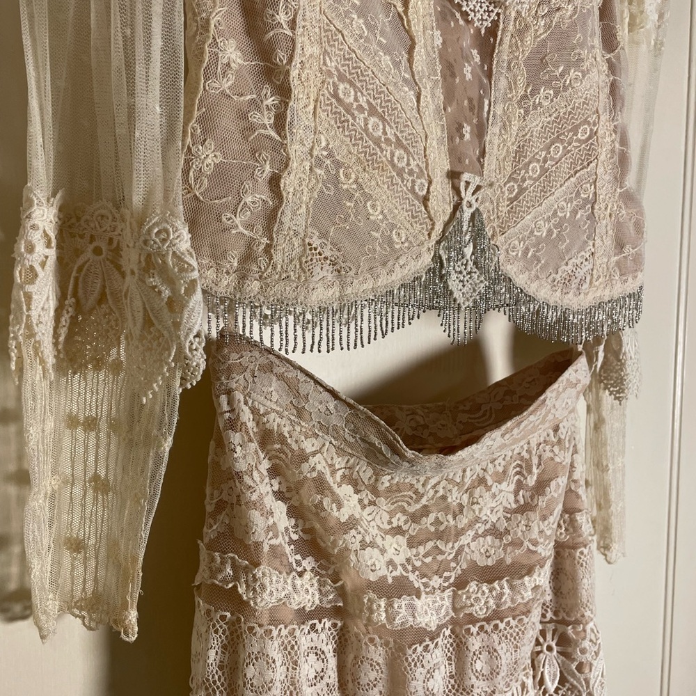 Vintage Bridal Boho Lace Two-Piece Set